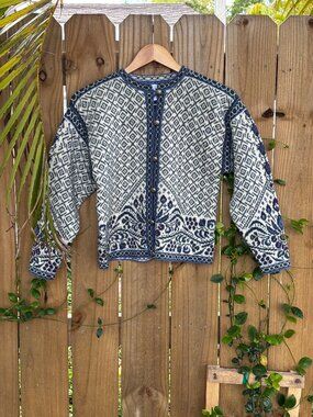 Women’s Squaw Valley Wool Sweater Petite Small Nordic Fair Isles Vintage Flaw